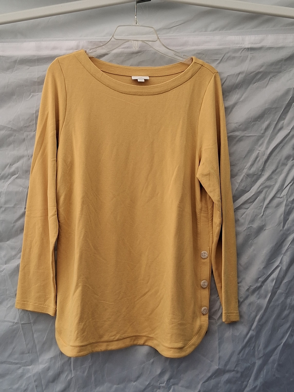 J. Jill Mustard Soft Knit Long-Sleeve Button Side Tunic - Women M